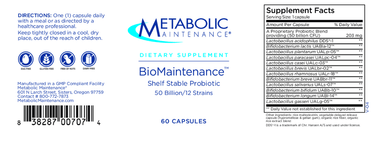 BioMaintenance™ Shelf Stable Probiotic 50 billion 12 Strains * Metabolic Maintenance Supplement - Conners Clinic